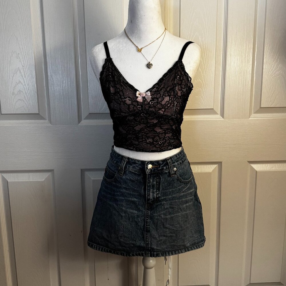 Low Rise Denim Mini Skirt